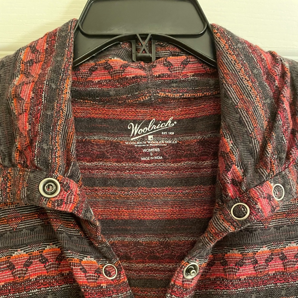 WOOLRICH Plaid Print Button Down 100% Cotton Sweater Jacket - Picture 3 of 10